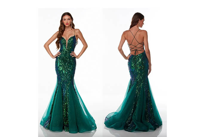 chinese dress ladies Embroidered Lace Mermaid Tulle Tail Long Prom Dress main image 1
