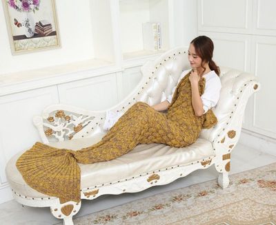 Light Brown Fish Pattern Mermaid Tail Blanket