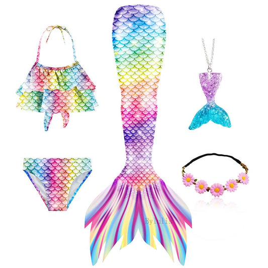 Rainbow Top Mermaid Tail Swimsuit Set