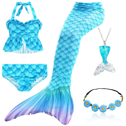 Blue Top Mermaid Tail Swimsuit Set