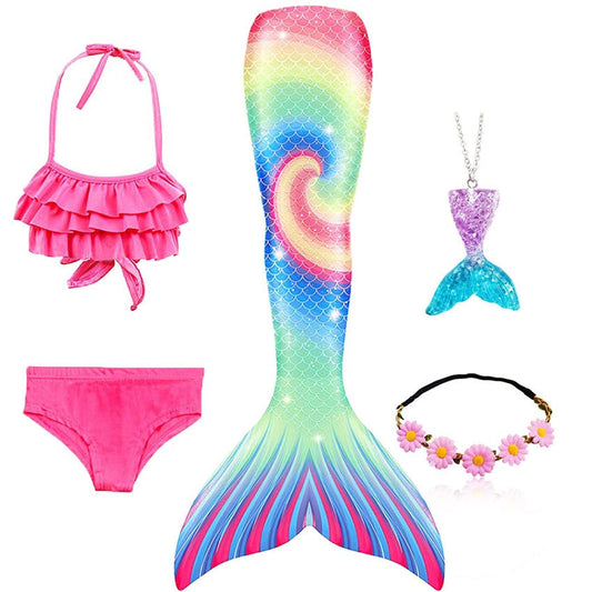 Galactic Rainbow Mermaid Tail Swimsuit Set