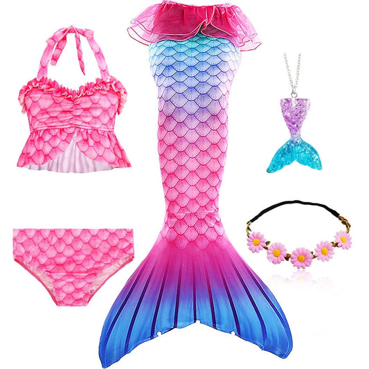 Pink Top Mermaid Tail Swimsuit Set