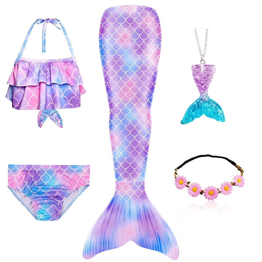 Fiji Rainbow Mermaid Tail Swimsuit Set