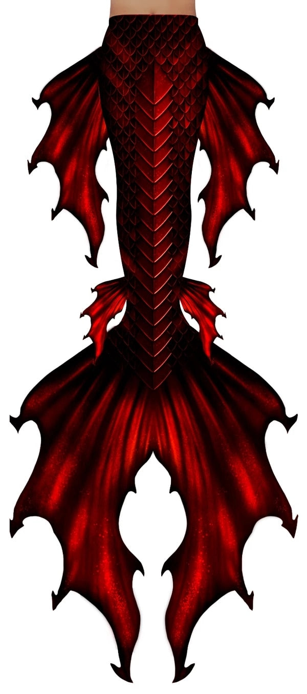 Red & Black Lobster Scale Mermaid Tail