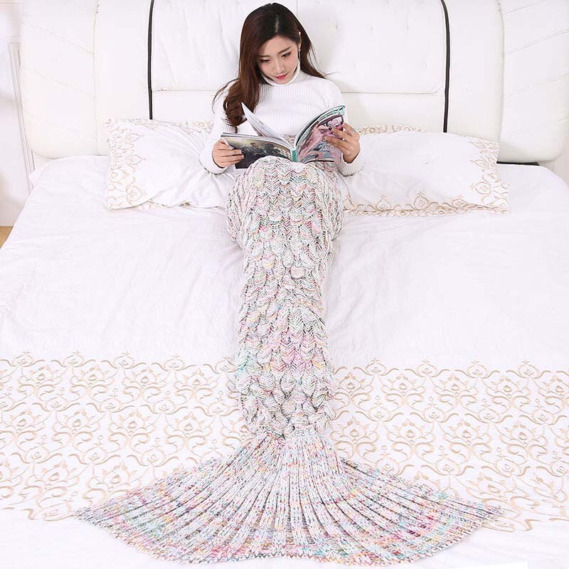Multicolor Mermaid Tail Blanket