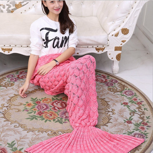 Pink Fish Scale Mermaid Tail Blanket