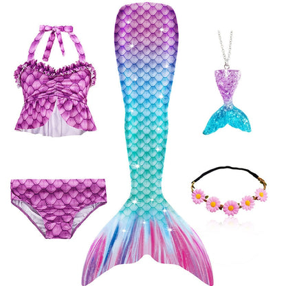 Purple Top Mermaid Tail Swimsuit Set