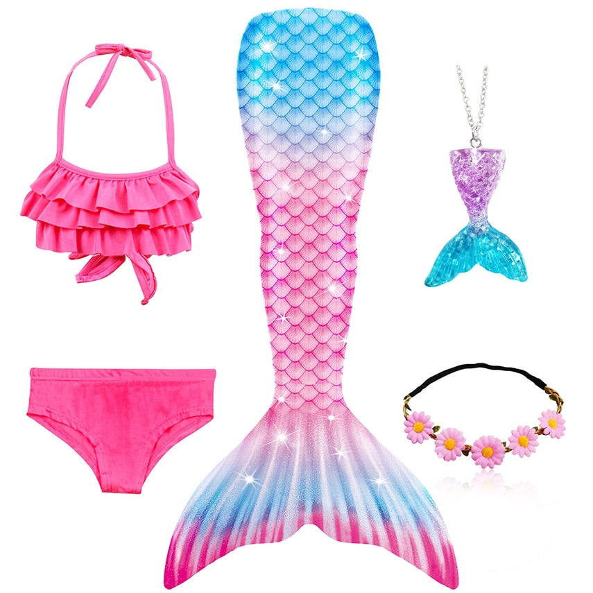 Blue Mermaid Tail Swimsuit Set